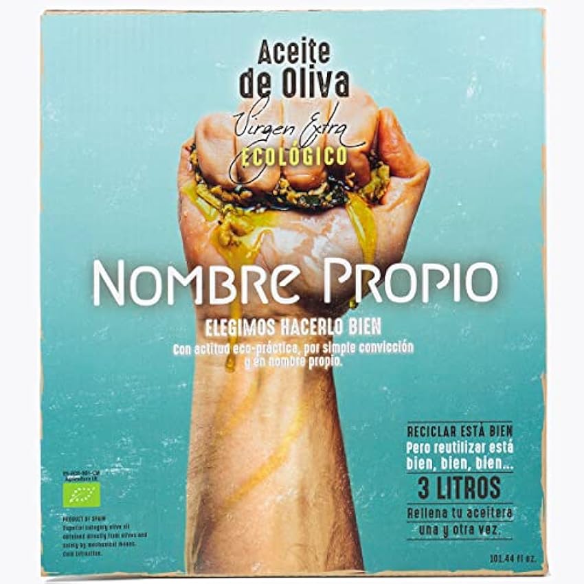 Nombre Propio Aceite de oliva virgen Extra Bio Bag-in Box Formato + Caja de aceite de oliva, 6L (Picual 3L y Picual+Arbequina 3L - Pack de 2) NPtZ2H70