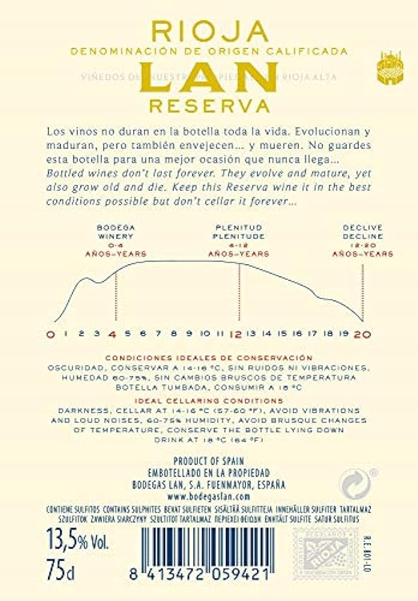 Vino Tinto LAN Reserva (D.O.Ca.Rioja) - 3 botellas de 750 ml - Total: 2250 ml IjnAEjU2
