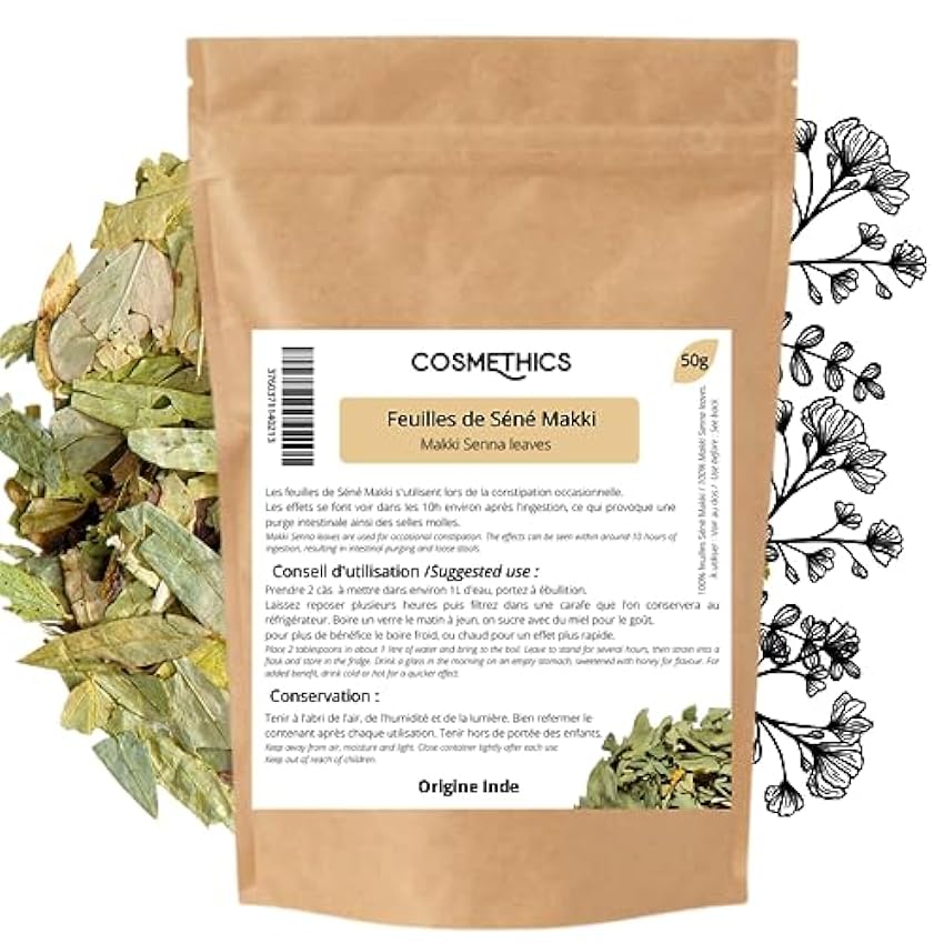 Cosm´Ethics® | Desintoxicación natural potente té de hierbas hojas de Senna Maki 50 gr | 100% naturales para un tránsito intestinal saludable | Pérdida de peso | Sin conservantes sin colorantes PbPcbwtG
