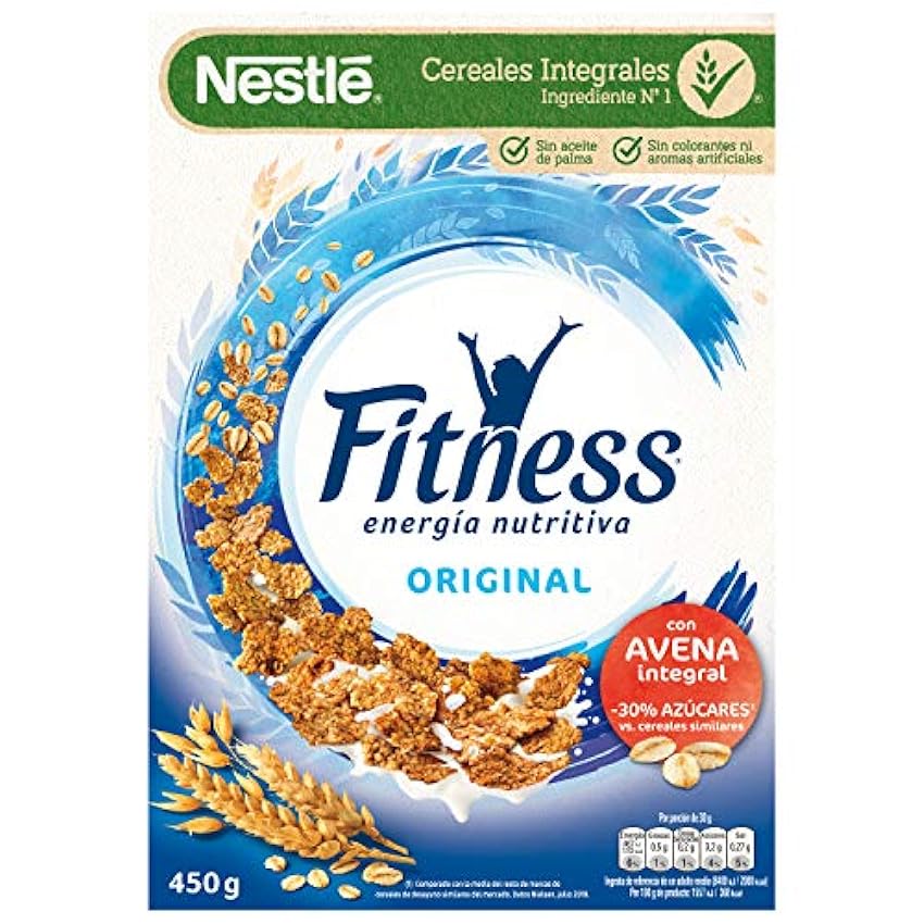 Cereales Nestlé Fitness Original Copos de trigo integral, arroz y avena integral tostados - Paquete de cereales de 450 gr Oq3EmBDs