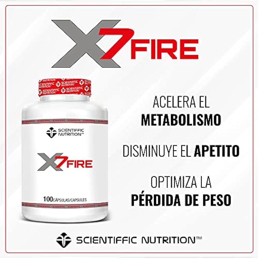 Scientiffic Nutrition - Xfire7, Quemagrasas Potente para Ayudar a la Pérdida de Peso, Suplemento Termogénico Quemador de Grasas - 100 Cápsulas P3AIuiQe