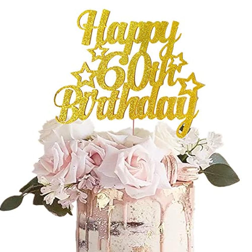 JeVenis - Decoración para tarta de 60 cumpleaños con pu