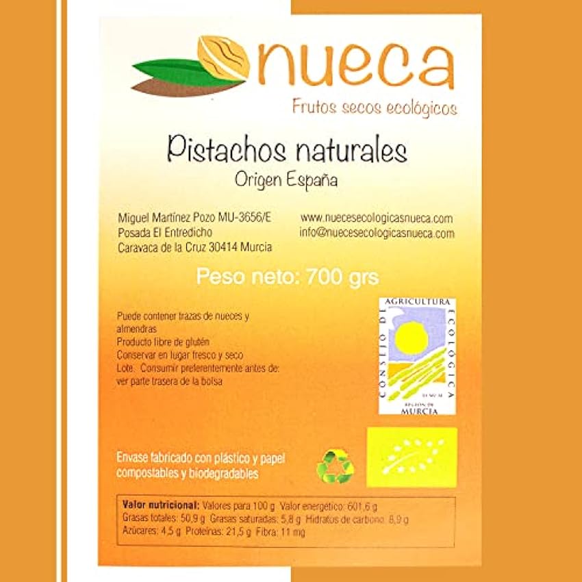 Pistachos naturales ecologicos NUECA España 700 g (1) HPCwLsTD