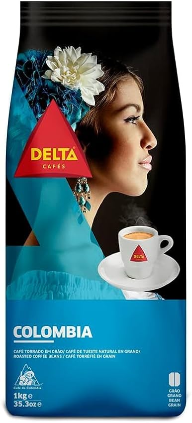 Delta Cafés - Café en Grano Colombia - 2 Paquetes de 1 Kg - Intensidad 8 - Mezcla de Granos de Arábica - Notas Cítricas JVakj3Mh
