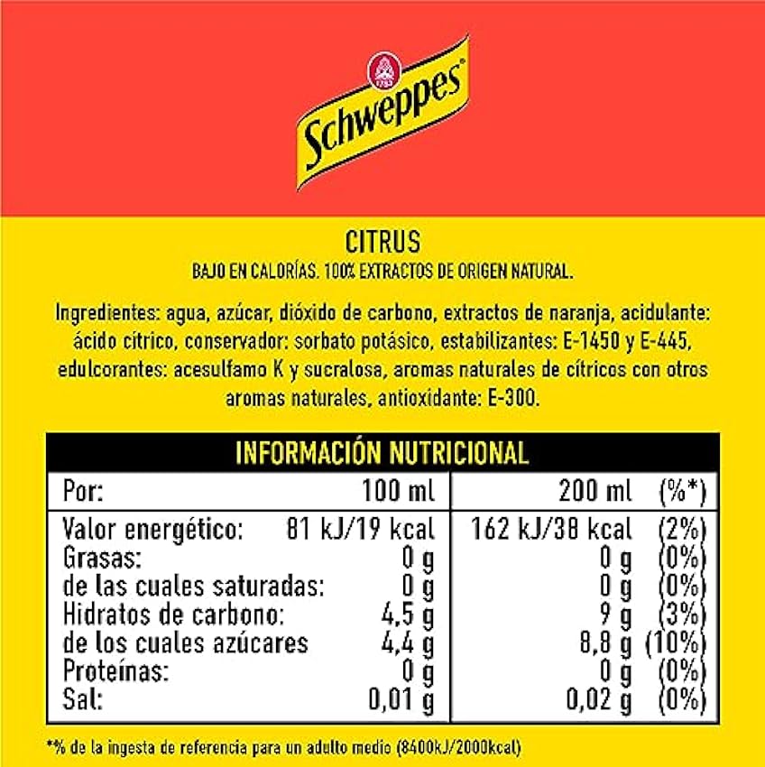 Schweppes Citrus, Bebida Refrescante - Lata, Pack 24 x 33 cl k35LONmh