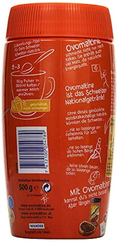 Paquete de degustación Bebida ovomaltina en polvo, paquete de 2, 450 g de chocolate en polvo, 500 g de estaño en polvo Cassic JEszhh1e