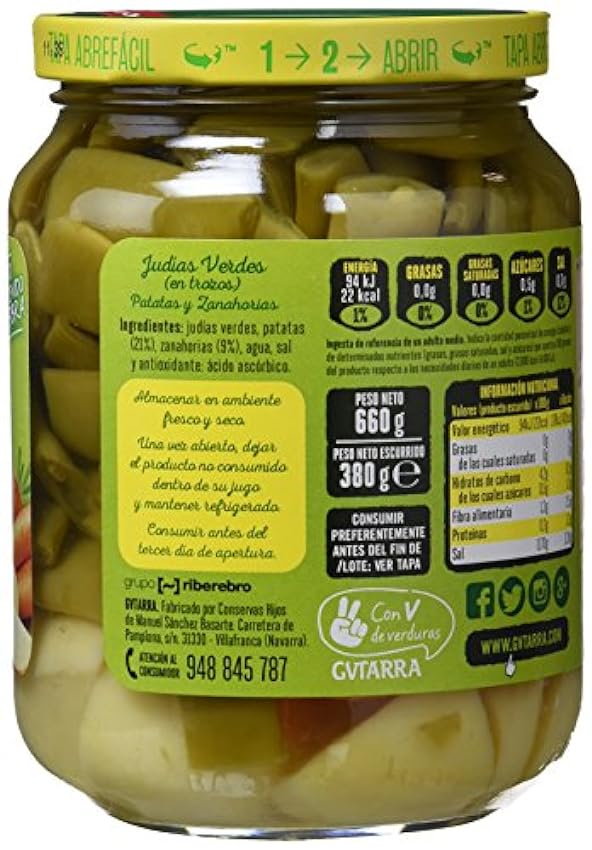 Gvtarra Tus Primeros Judías Verdes, Patatas y Zanahoria Verdura - Paquete de 6 x 400 gr - Total: 2400 gr luT2eBJ4