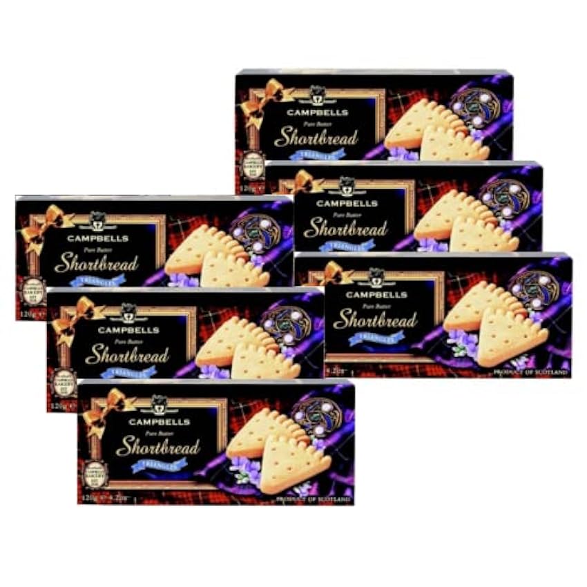 campbell | Galletas de mantequilla escocesas tradicionales con mantequilla | Triángulos English Butter Cookies - 6 x 120 Gr | Galletas de mantequilla escocesas fl8jsaPg
