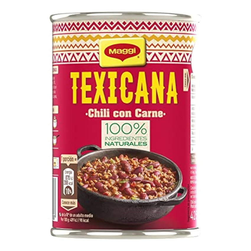 MAGGI - Texicana chili con carne, plato preparado sin gluten, 425g, 10 unidades LlcraNpJ
