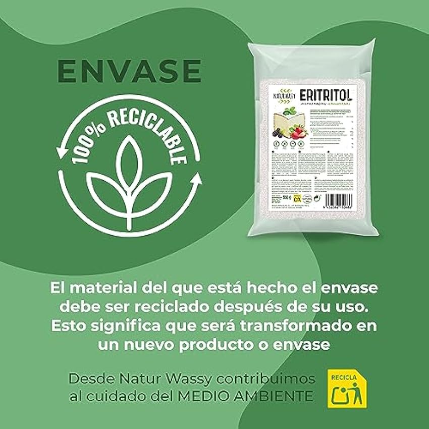 Eritritol | Edulcorante Natural, Sustituto Del Azúcar Zero Calorías, Endulzante KETO Premium. 100% Vegano, Apto Diabéticos Y Dietas, NO caries, En Bolsa L8wr7bhD
