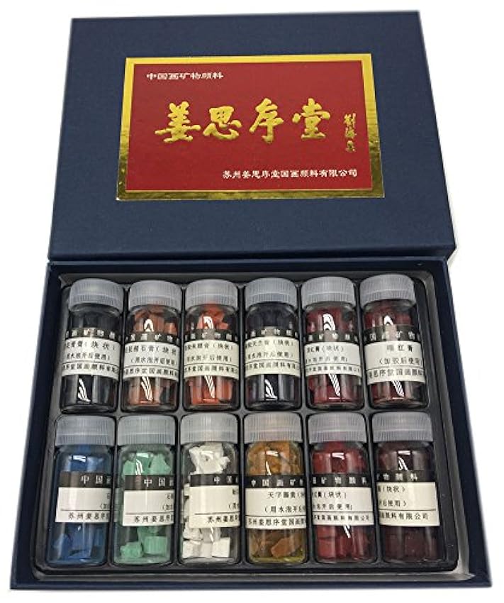 Easyou Jiangsixu Tang - Pigmento en polvo de pintura china tradicional profesional, hecho de mineral natural y plantas, 5 g (0.18 oz) x 24 colores M8CVGFto