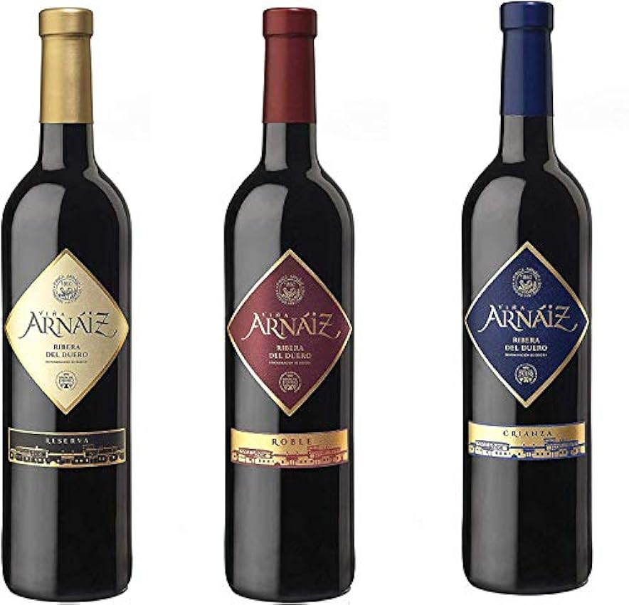 Viña Arnáiz - Merlot Estuche de 3 Botellas de Vino con D.O. Ribera del Duero - Reserva, Crianza y Roble - 3 Botellas x 750 ml hriSCZDY