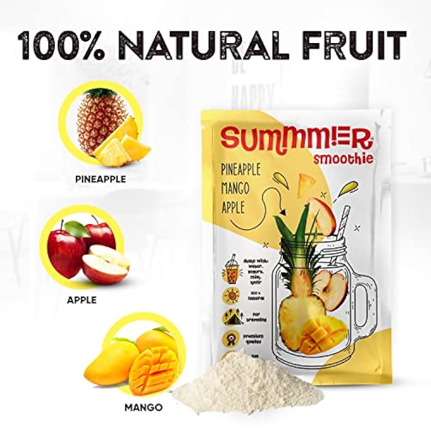 Summmer Paquetes de mezcla de batidos de frutas, piña, mango, manzana, batido natural en polvo, delicioso kit de batidos para el hogar, fruta 100% natural iGVLBDtH