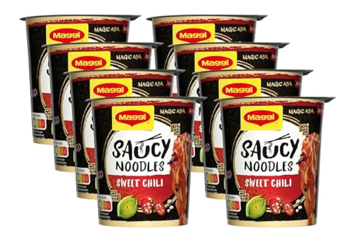 MAGGI Saucy Noodles Asia Sweet Chili Vaso - Pack de 8 x