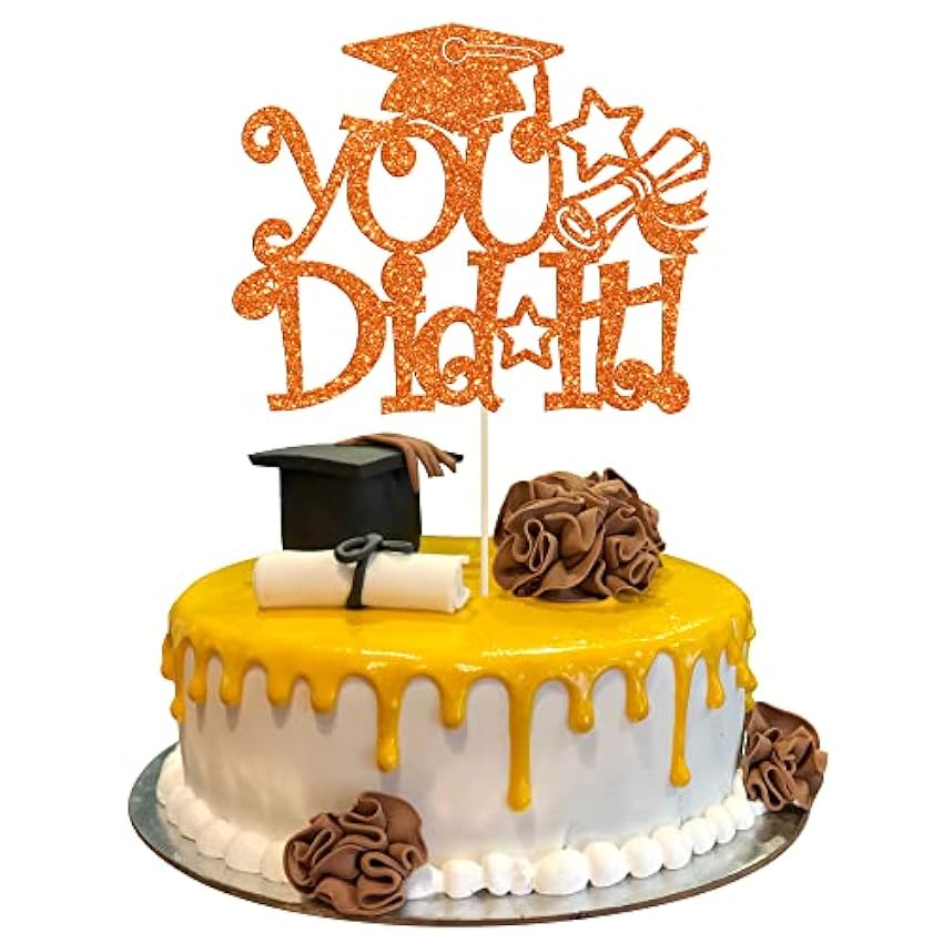 1 decoración para tartas con purpurina You Did It para graduación 2023, decoración para tartas de graduación 2023, suministros de decoración para tartas de fiesta de graduación, suministros dorados O7Y1Dz48