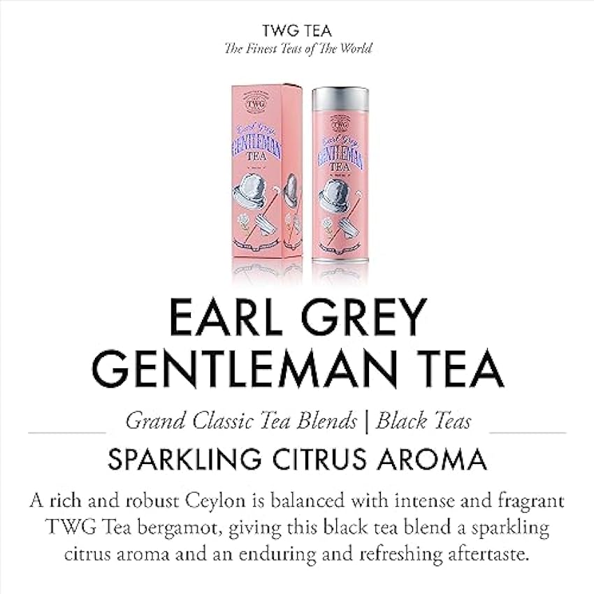 TWG Tea | Earl Grey Gentleman | Té Negro | Bergarmota y Rosa | Lata Alta Costura, 100G | Caja de Regalo Originales mf6MaK7X