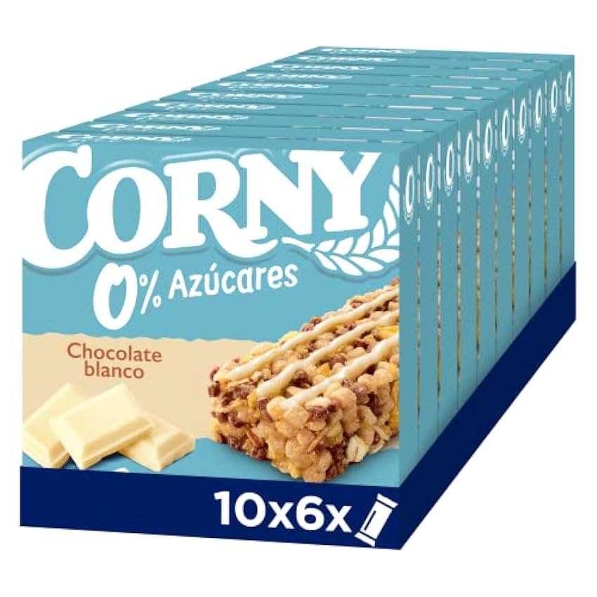 Corny - Barritas de Cereales 0% Chocolate Blanco, Pack de 10 (60 unidades), 6x20 g mM1A8jJi