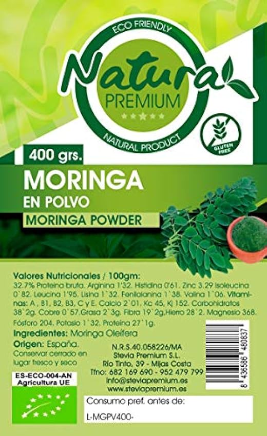 Natura Premium Moringa - Molida En Polvo 400 gR. ECOLOG