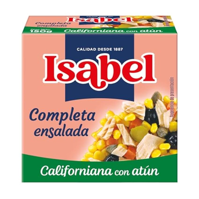 Ensalada completa Isabel californiana con atún, 1 pack de 3 latas de 150gr MW58hszi