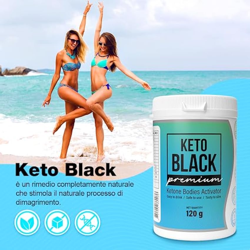 Keto Black 120 g Originale - Productos Proteicos para Dieta Cetogénica, Batido quemagrasas, vegano, sabor a coco, Polvo Om4siDcN