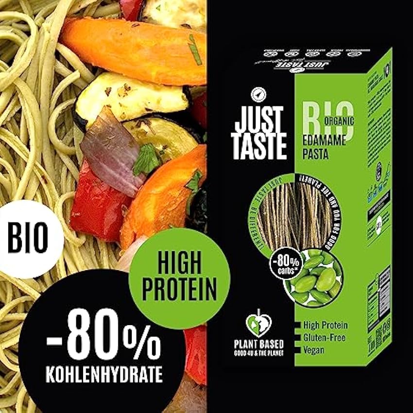 Botón Justo – Edamame Edamame Spaghetti/Capellini – 37 g de proteína – Pasta Edamame ideal para deportistas – Low Carb – 250 g (6 unidades) OTPIDCoE