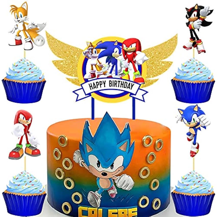 MEZHEN Decoración para Tartas Cumpleaños Sonic Topper d