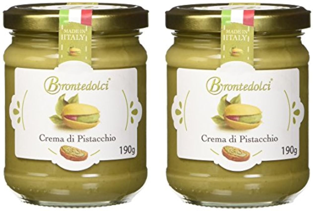 2 tarros - Crema de pistacho, el 40% de los pistachos de Sicilia, ideal para el desayuno, pero sobre todo para cosas dulces - 2x190g nH780Q7C