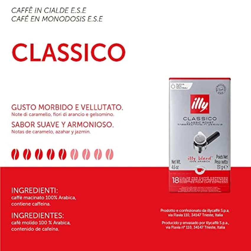 Illy Café tueste CLASSICO en monodosis E.S.E. - 12 pack de 18 monodosis, Total 216 monodosis h3YcebmL