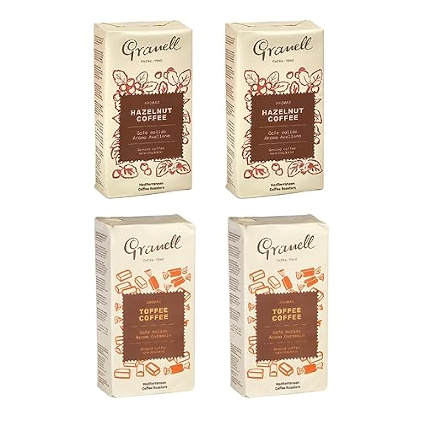 Granell Cafés · 1940 - Pack Degustación Avellana y Caramelo | Café Molido 100% Arabica con un Ligero Toque de Avellana y Toffee | 4 Paquetes x 250 Gramos gFPu8uCn