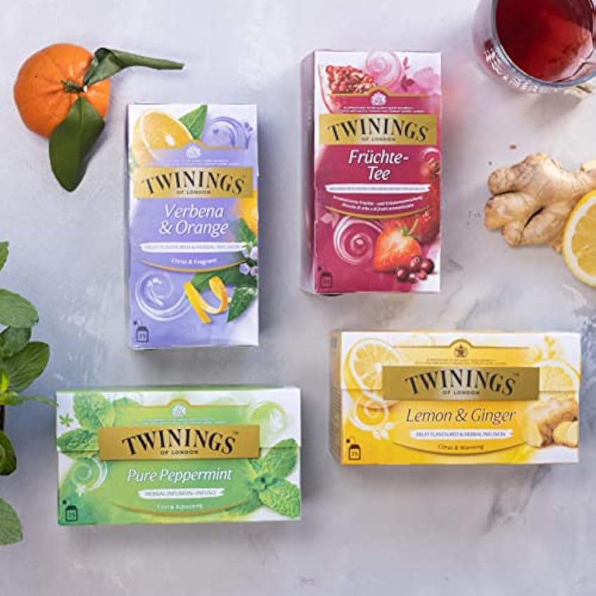 Twinings Lemon & Ginger Té Una mezcla picante con sabor a limón y jengibre que te pone en un estado de ánimo de chispeante. 25 bolsitas de té de 1,5 g, 37,5 g, 3 unidades (3 x 38 g). GwdbfGxr