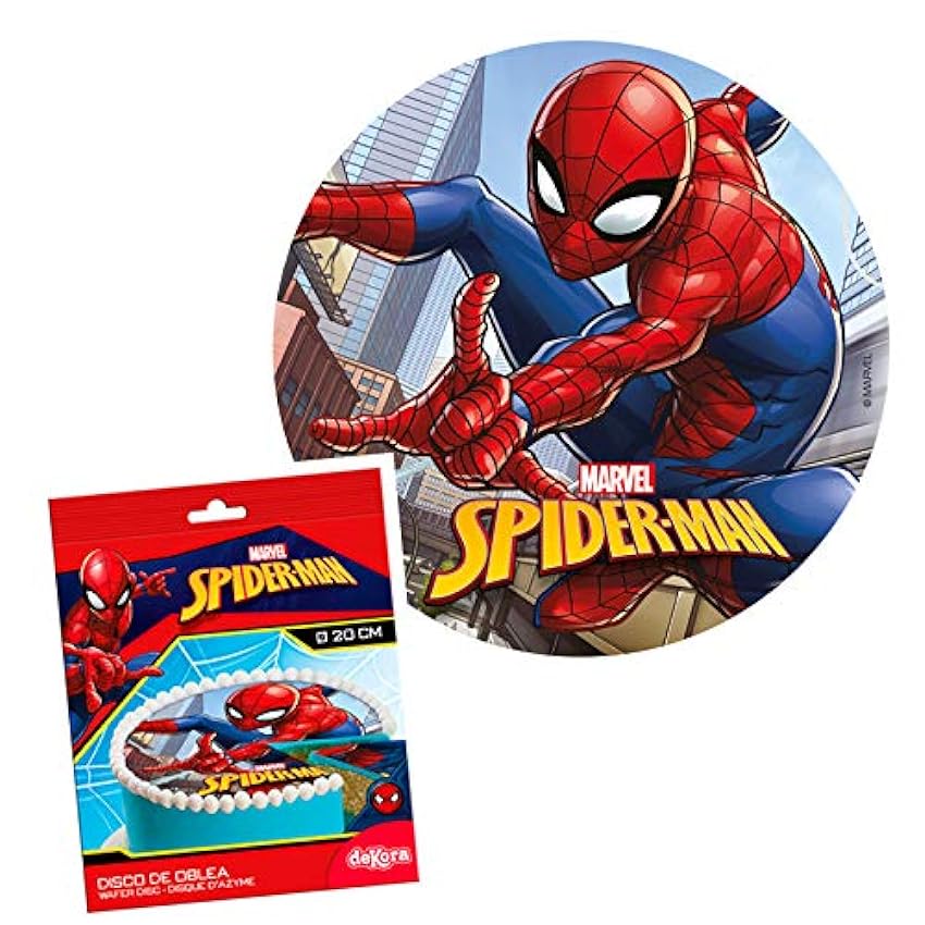 dekora - Oblea para Decorar Tartas Infantiles de Cumpleaños - Spiderman - 20cm pEYmfG7A
