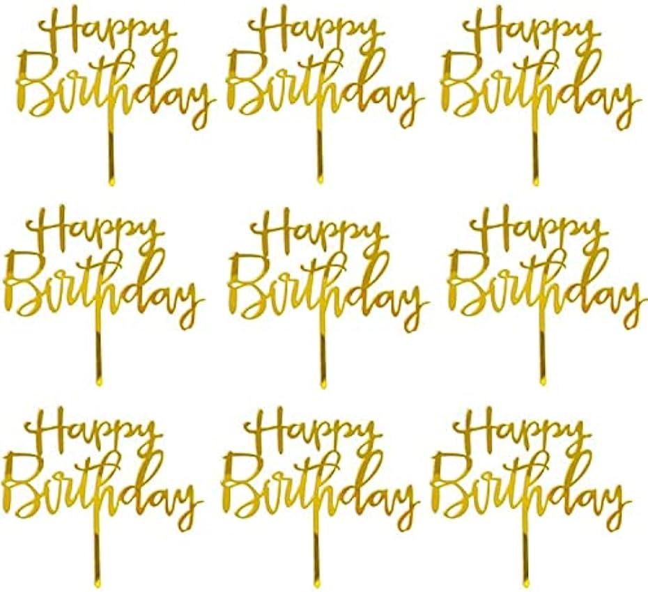 Decoración dorada para tartas de cumpleaños de feliz cumpleaños, decoración para tartas de cumpleaños, decoración de magdalenas de acrílico, decoración para fiestas de cumpleaños, baby shower, iLS66LzF