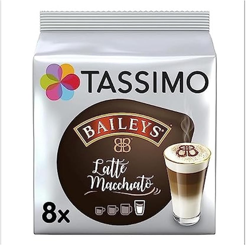 Tassimo - Cápsulas de Latte Macchiato con Baileys, café con aroma de crema de licor, Café con leche, 8 unidades, 264 g Lfupuru3