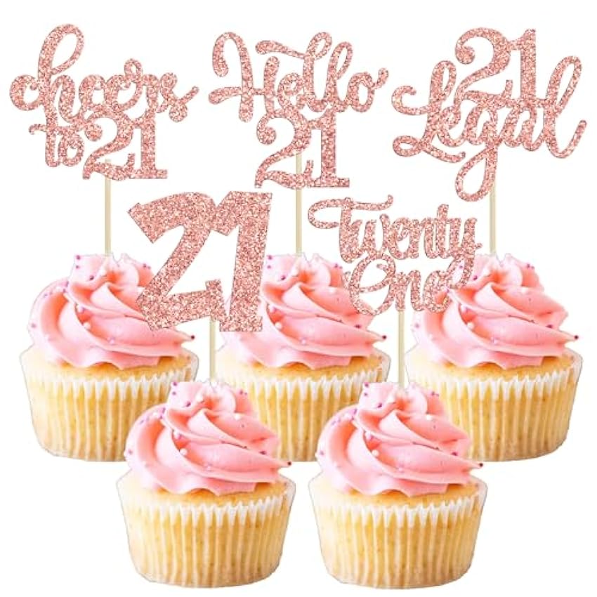 30 adornos para cupcakes de 21 cumpleaños, veintiún leg