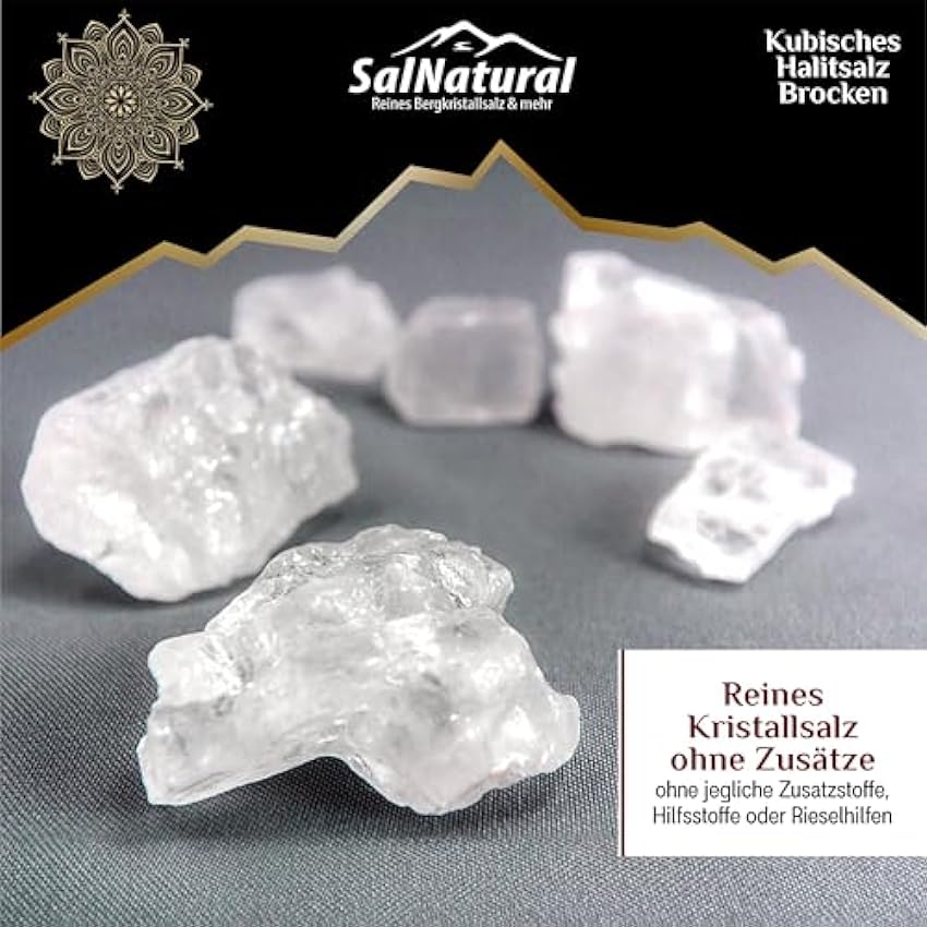 SalNatural´s Himalaya - Sal de halita cúbica, trozos de 2 a 5 cm del promontorio del Himalaya Pakistán. La sal de diamante para solécuros, baños y cocina gourmet hIndIMZO