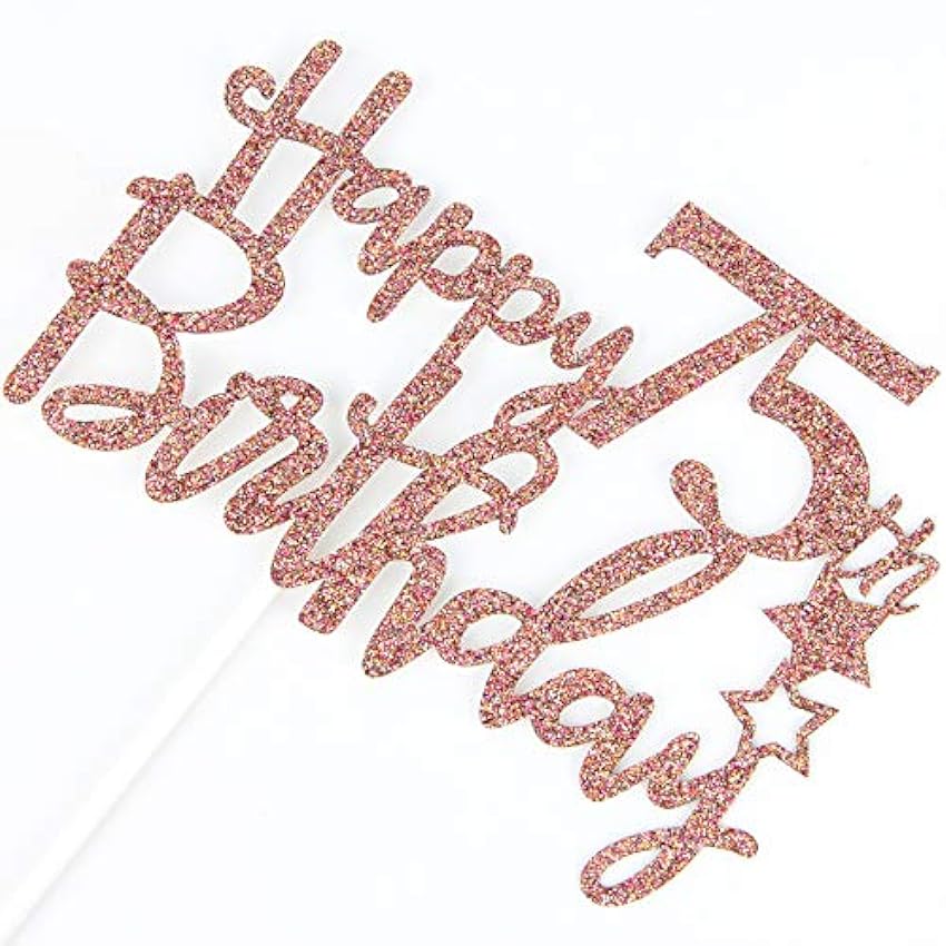 Tenhaisi Decoración para tarta de 75 cumpleaños, diseño con texto en inglés 