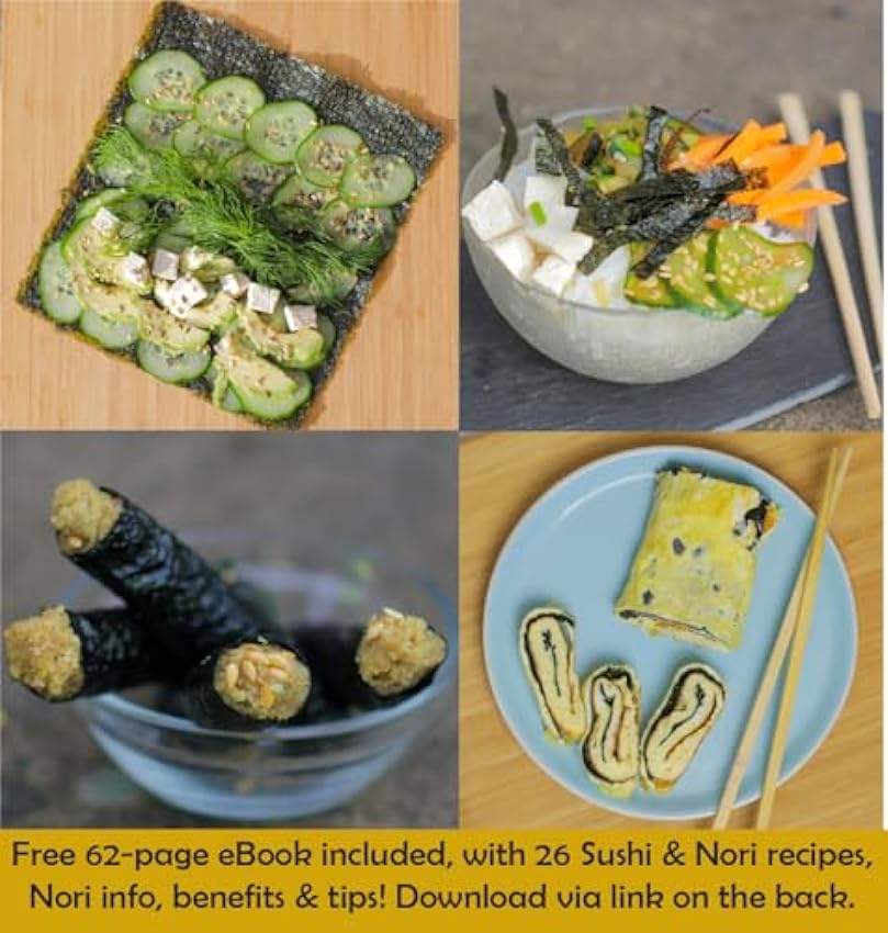 Sushi Alga Nori | Probado en Laboratorio | Aguas Limpias de Corea del Sur | Grado Superior | 50 Hojas | 125g | Asado Cada 3 Meses | Resellable jPPrQWAb
