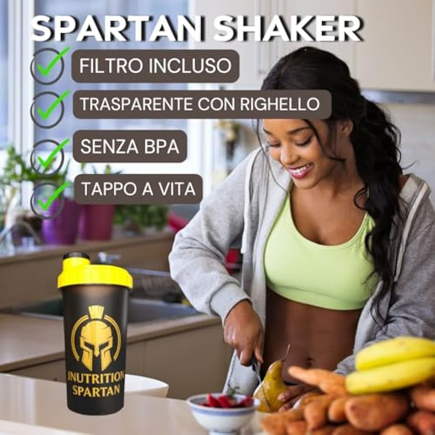 Spartan JNutrition Shaker para batidos de proteínas y aminoácidos, sin BPA, cuerpo transparente, fácil de limpiar, incluye filtro, con tapón de rosca para un cierre seguro ncvxqgoe