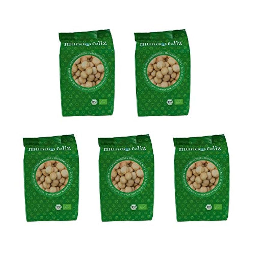 Mundo Feliz - Nueces de macadamia ecológicas crudas, 5 bolsas de 100 g NKfIXAC9