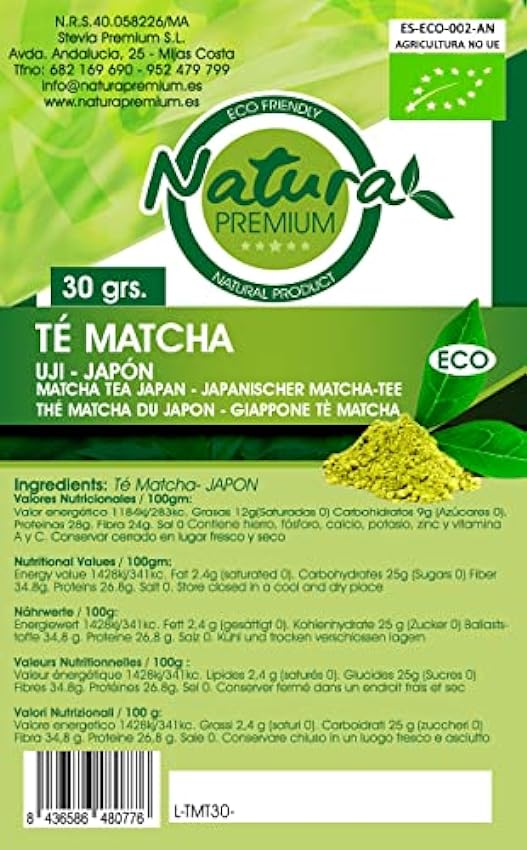 Natura Premium Té Matcha Uji Eco - 30 gr MP2r7D4f