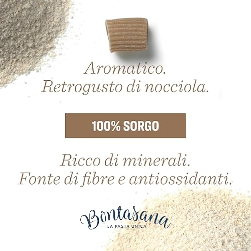 Bontasana · Mezze Maniche de Sorgo 100%, pasta naturalmente sin gluten, ecológica, Halal, Kosher, vegana y en envase sin plástico - 6 x 250g, 1,5kg GDfQ753H