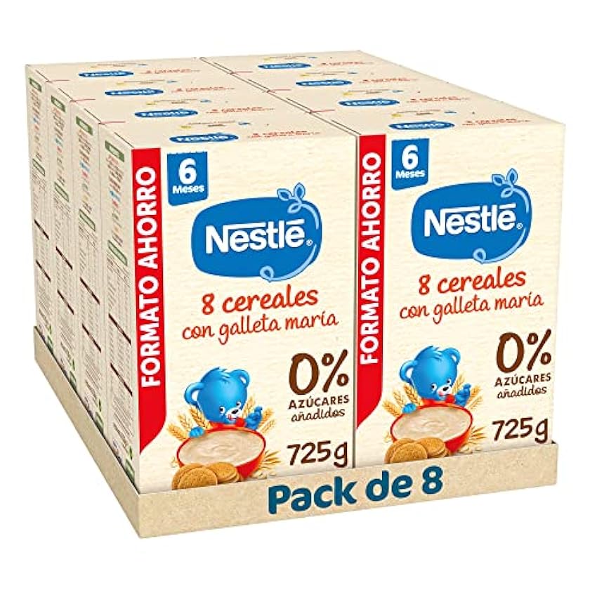 Nestle Papilla 8 Cereales con Galleta, 8 Paquetes de 72
