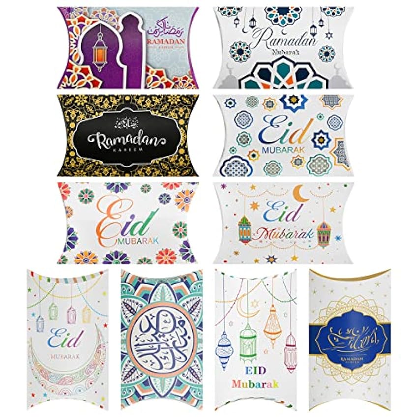 20 cajas de regalo de Ramadán Mubarak, cajas de regalo de Eid Mubarak, cajas de regalo para Ramadán Mubarak, caja de dulces y chocolate para decoraciones de fiesta Ramadán Mubarak LDfTRoRC