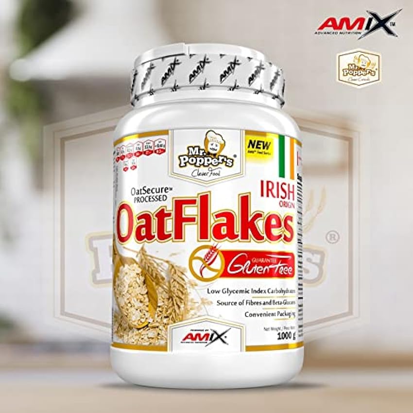 AMIX - Snack Saludable - OatFlakes en Formato de 1 kilo - Gran Aporte de Energía de Liberación Lenta - Contenido Apto para Celíacos - Fuente de Fibra y Carbohidratos hHYnVQro