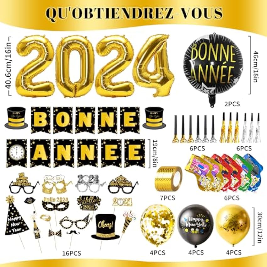 iZoeL Decoraciones de Feliz Año Nuevo 2024 OmBZPMbC
