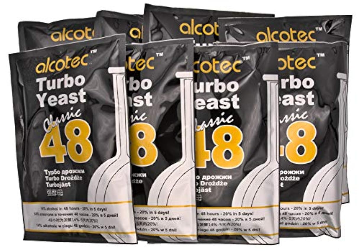 8 x AlcoTec Turbohefe Classic 48h 20% de alcohol en 5 d