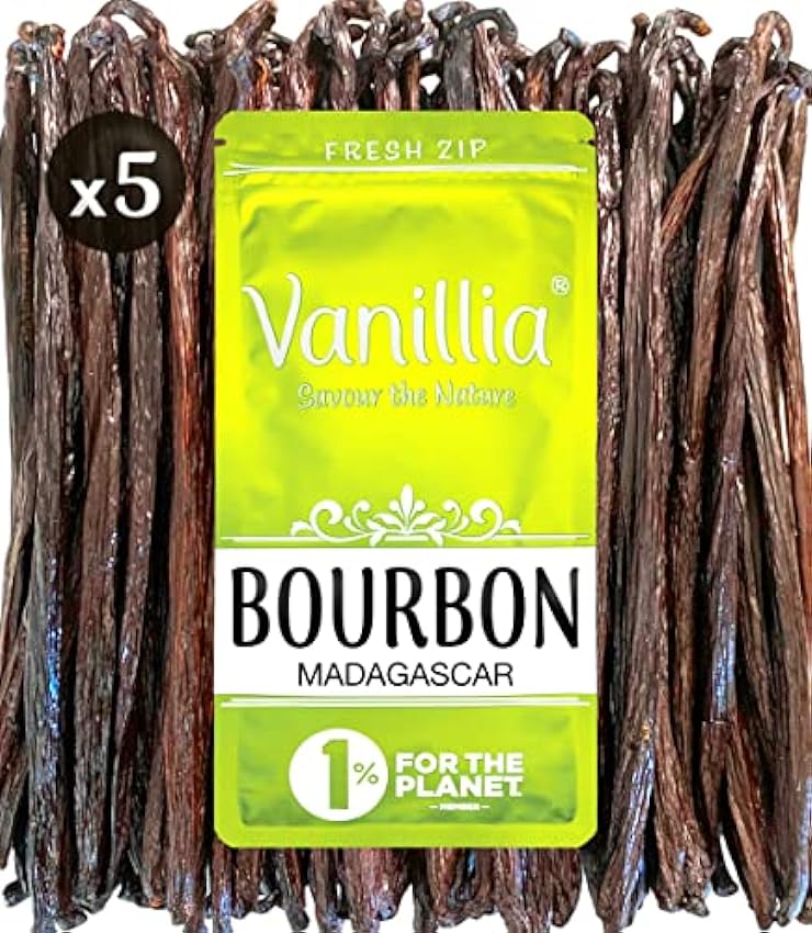 5 Vainas de Vainilla Bourbon - Gran Selección de Madagascar 2022 - Grande Vaina 15/17cm - Bolsa FreshZIP pEIzSjv5