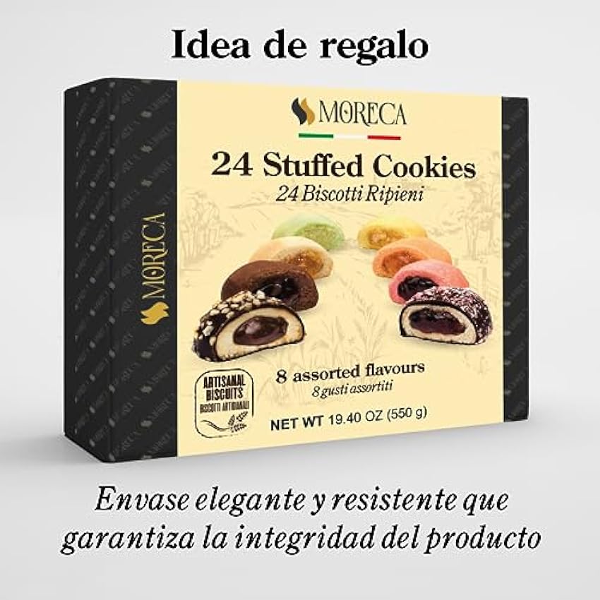 Corazones Rellenos Sicilianos, 24 bizcochos surtidos | 18 de Mermelada y 6 de Nata| Moreca, dulces de producción artesanal md0Z68hF
