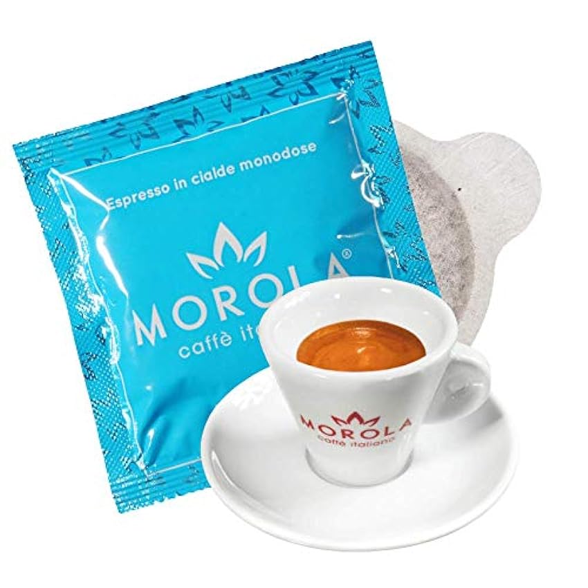 Morola Caffè Italiano - Sabor Descafeinado - Envase de 50 Vainas Biodegradables - Café en Monodosis ESE44 - Compatible con Máquinas de Café Espresso - Made in Italy (50 Vainas) mXig45BB