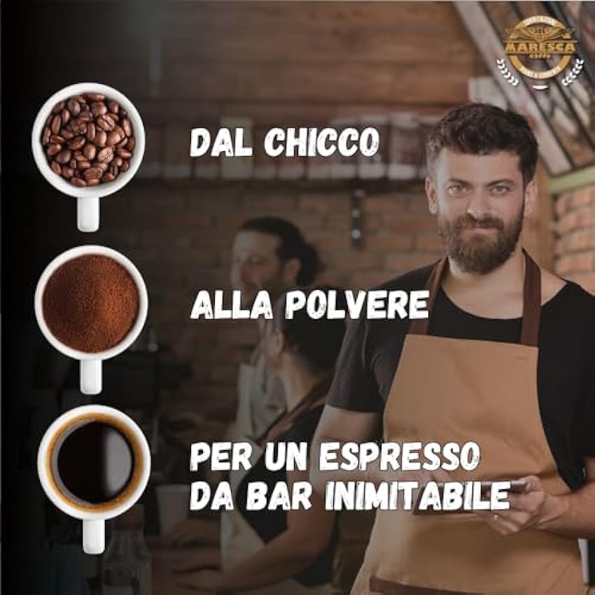 Caffè Maresca: el sabor de la diferencia. Mezcla 100% arábica. Pack de 1kg de granos de café. KHWt58id